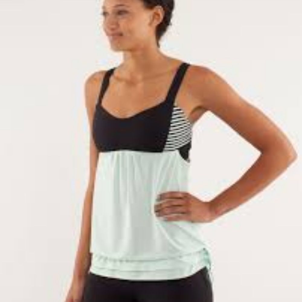 lululemon athletica Mint and Black Layered Tank Top